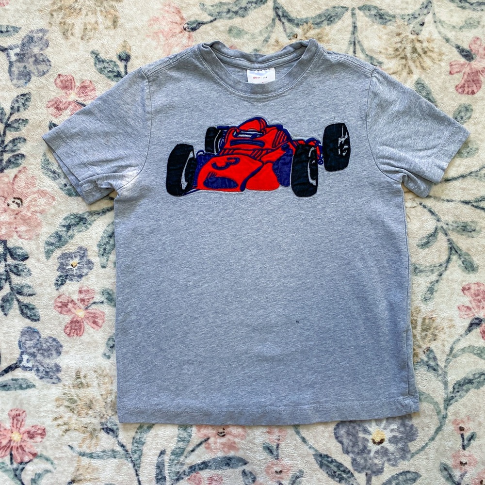 Hanna Andersson Gray Tee with Red Race Car Design